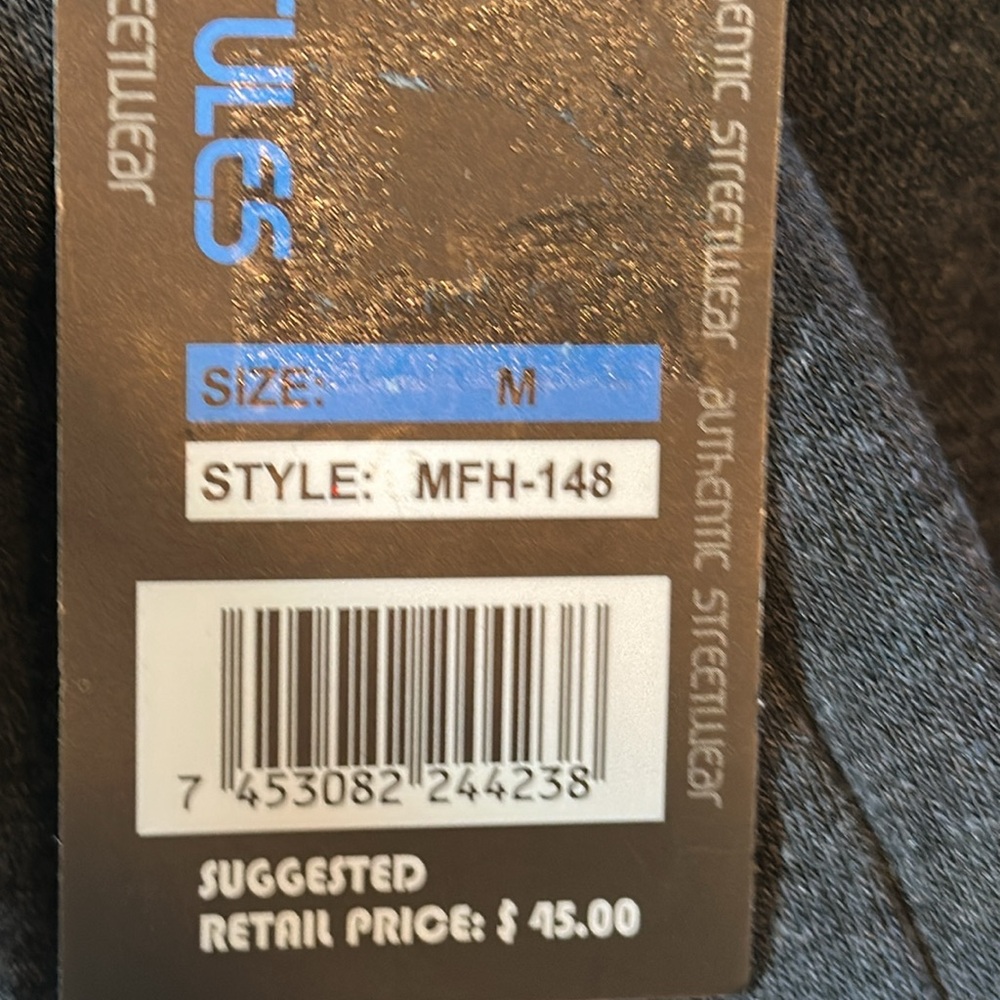 Street Rules Streetwear Steel-Grey Quilted Zip Up Fleece Hoodie MED NWT - Picture 14 of 16
